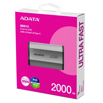 ADATA SSD Külső USB 3.2 2TB SD810, Type-C, Szürke
