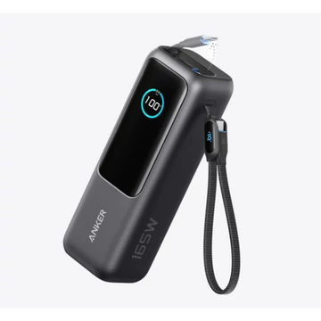ANKER Powerbank Zolo 25000mAh, 165W, Beépített USB-C kábel behúzható, fekete - A1695H11