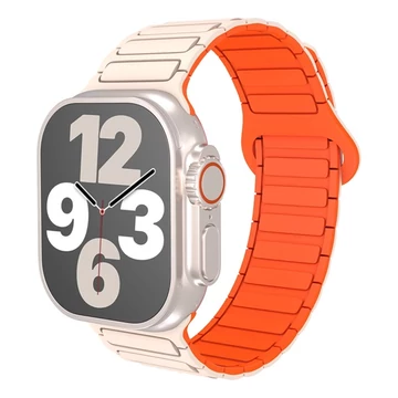BLACKBIRD Szíj Iwatch készülékhez TACTICAL mágneses Világos barna Narancs 42/44/45/46/49 mm