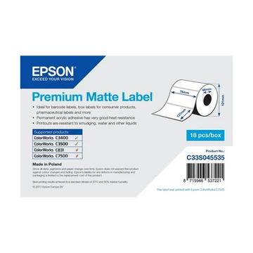EPSON Premium Matte Label 76 x 127mm, 265 lab