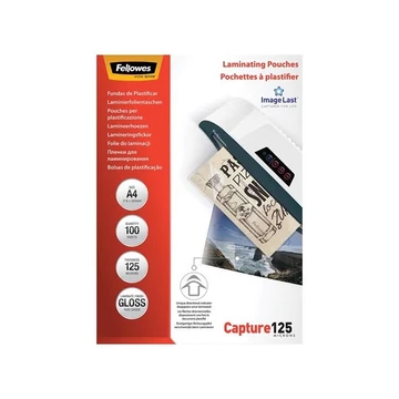 FELLOWES Meleglamináló fólia, 125 mikron, A4, fényes, 100 db,