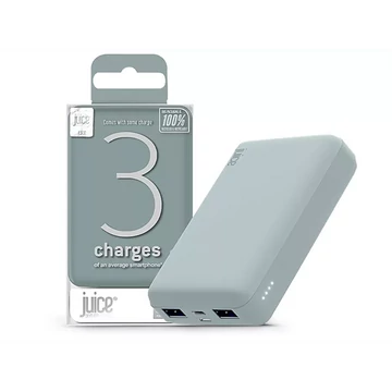 JUICE UNIVERZÁLIS HORDOZHATÓ, ASZTALI AKKUMULÁTOR TÖLTŐ - ECO 3 POWER BANK - 2XUSB +TYPE-C - 10.000 MAH - ÉJFEKETE ZÖLD