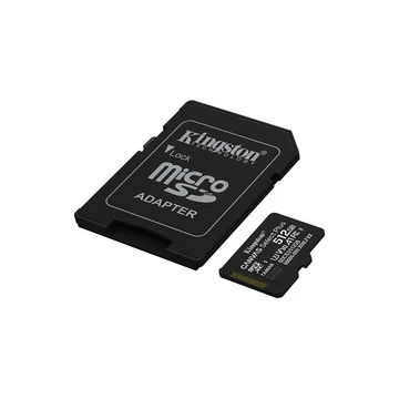 KINGSTON Memóriakártya MicroSDXC 512GB Canvas Select Plus Gen3 150R A1 + Adaprer