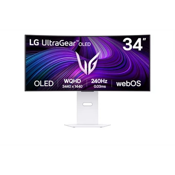 LG OLED Gaming 240Hz ívelt smart monitor 34" 34GX90SA, 3440x1440, 21:9, 275cd/m2, 1ms, HDMIx2/DP/USBx2/USB-C/RJ-45