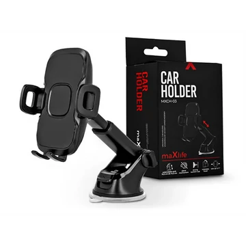 MAXLIFE UNIVERZÁLIS MŰSZERFALRA/SZÉLVÉDŐRE HELYEZHETŐ PDA/GSM AUTÓS TARTÓ - MAXLIFE MXCH-03 CAR HOLDER - FEKETE