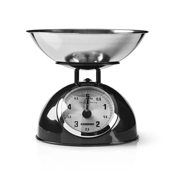 MELISSA retro konyhai mérleg, analóg, fémház, kivehető tál, max. 5 kg, 25 grammos lépésekben, fekete