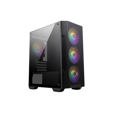 MSI Ház Micro ATX FORGE M100A, 4xA-RGB ventilátor, Tápegység nélkül, üvegfalú, fekete
