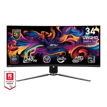 MSI Monitor GAMING MPG 341CQPX QD-OLED Ívelt 34" UWQHD 3440x1440 21:9, 240Hz, 1500000:1, 0,03ms, 2x HDMI, DP, USB-C
