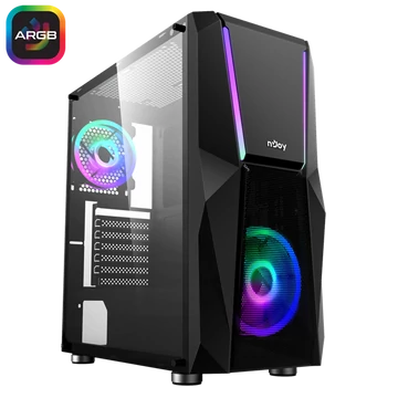 NJOY Ház Midi ATX FORT Tápegység nélkül, USB2.0+3.0, Fekete