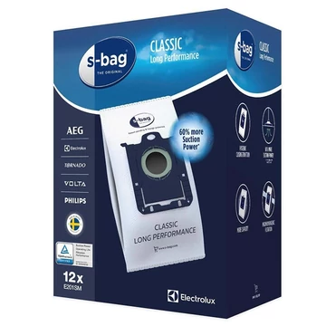 Electrolux gyári porzsák, E201SM, 12 db/csomag, 50% - al hosszabb élettartam,