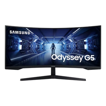 SAMSUNG Ívelt Gaming 165Hz VA monitor 34" G5, 3440x1440, 21:9, 250cd/m2, 1ms, HDMI/DisplayPort