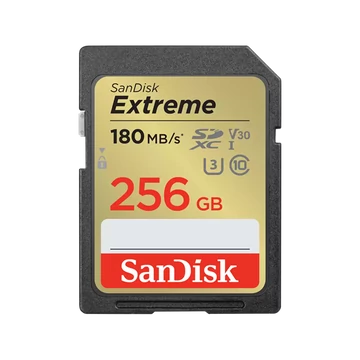 SANDISK 121581, SDXC EXTREME KÁRTYA 256GB, 180/130 MB/s , UHS-I, Class 10, U3, V30