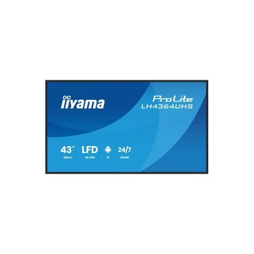 iiyama Prolite LFD 43" LH4364UHS-B1AG, 3840x2160, 16:9, 500cd/m2, 6,5ms,4000:1, HDMIx2/USB-C/USBx2/RS232C/RJ45/IR