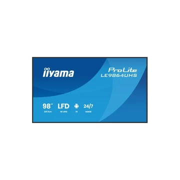 iiyama Prolite LFD 24/7, 98" 3840 x 2160, 16:9, 500cd, 6,5ms, 5000:1,HDMIx2/USB-C/USBx2/RS-232/RJ45/IR, LE9864UHS-B1AG