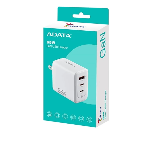 ADATA Fali gyorstöltő, GaN, Fehér, 65W