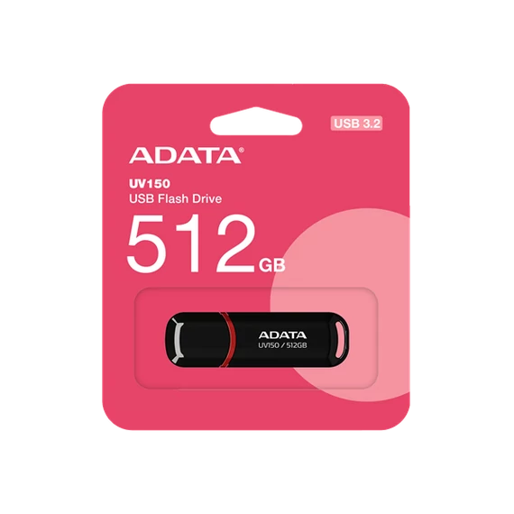 ADATA Pendrive 512GB, UV150 USB 3.2, Fekete