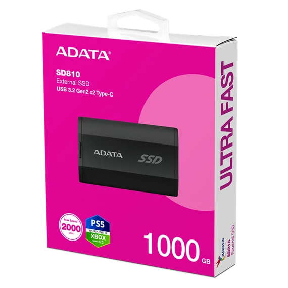 ADATA SSD Külső USB 3.2 1TB SD810, Fekete