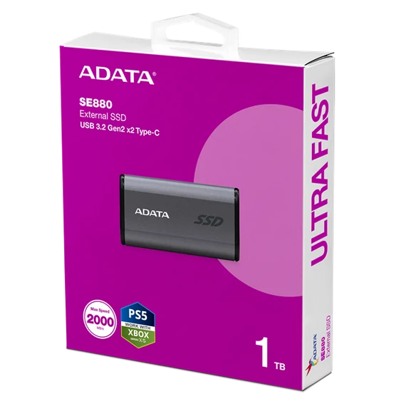 ADATA SSD Külső USB 3.2 1TB SE880 Elite, Szürke
