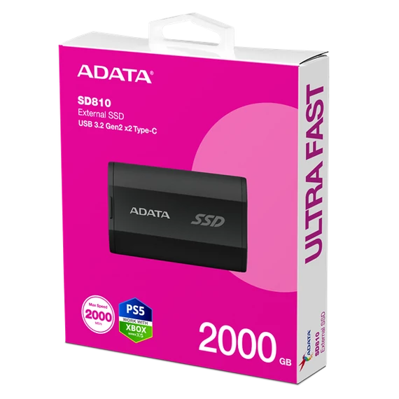 ADATA SSD Külső USB 3.2 2TB SD810, Fekete