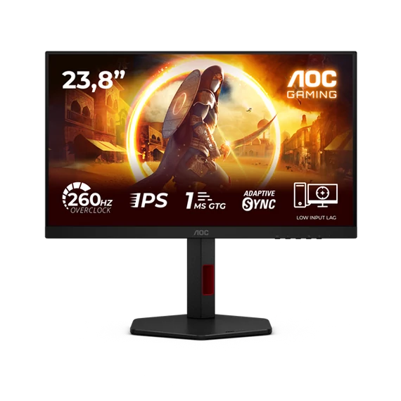 AOC IPS Gaming monitor 23,8" 24G4ZR 1920x1080, 16:9, 300cd/m2, 1ms, DisplayPort/2xHDMI, 260 Hz, áll.mag.,pivot