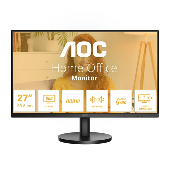 AOC IPS monitor U27B3A 27", 3840x2160, 16:9, 350cd/m2, 4ms, 2xHDMI/DisplayPort