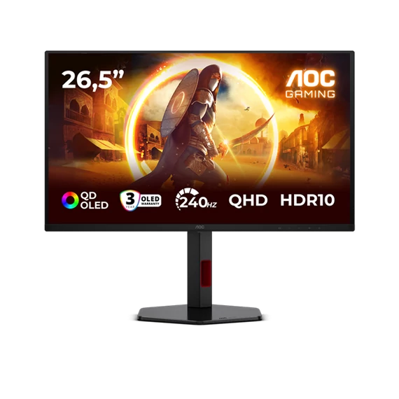 AOC Gaming OLED 240Hz monitor 26,5" Q27G4ZDR 2560x1440, 16:9, 400cd/m2, 0,03ms, DisplayPort/2xHDMI/2xUSB-A/1xUSB-B