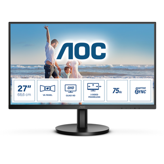AOC VA monitor 27" Q27B3MA/BK, 2560x1440, 16:9, 250cd/m2, 4ms, 2xHDMI/DisplayPort, hangszóró