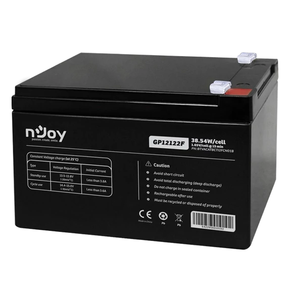 APC (NJOY) GP12122F Akkumulátor 12V/12Ah zárt, gondozásmentes Borne T2