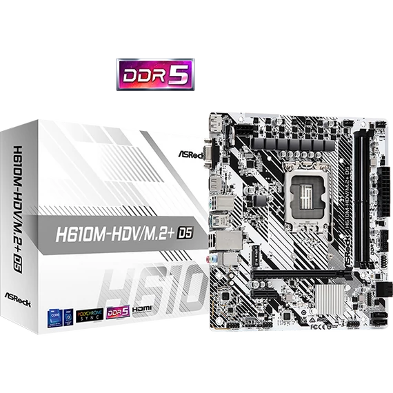 ASROCK Alaplap S1700 H610M-HDV/M.2+ D5 INTEL H610, mATX
