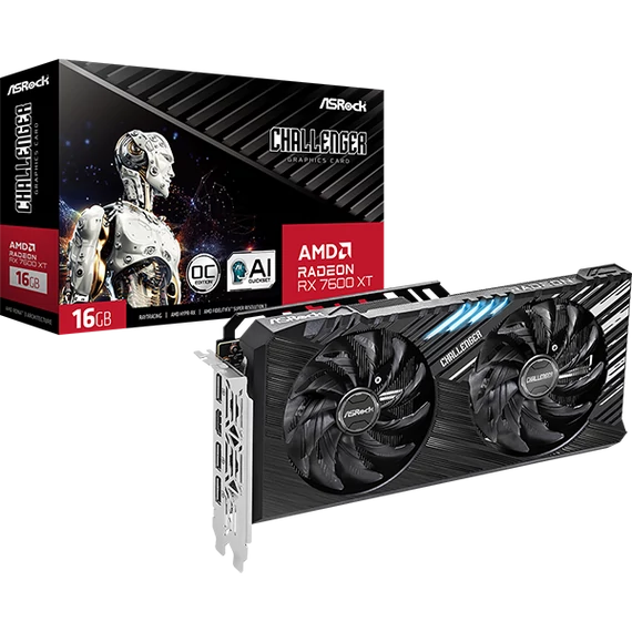 ASROCK Videokártya PCI-Ex16x AMD RX 7600 XT CHALLENGER 16GB DDR6 OC