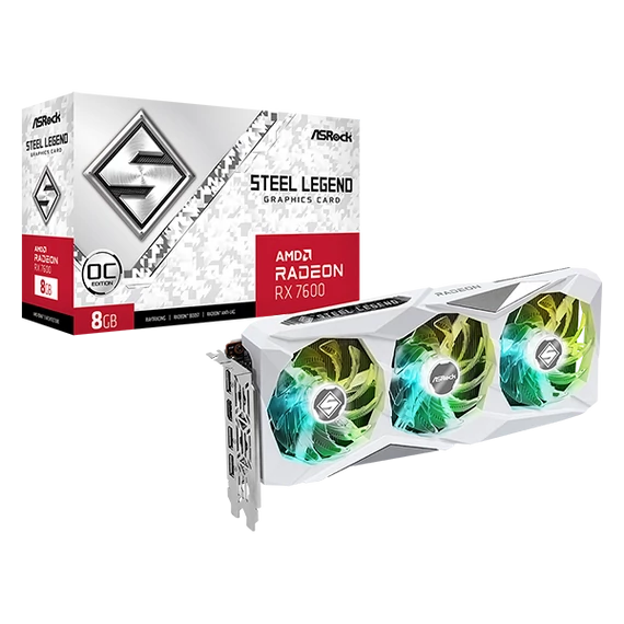 ASROCK Videokártya PCI-Ex16x AMD RX 7600 STEEL LEGEND 8GB DDR6 OC