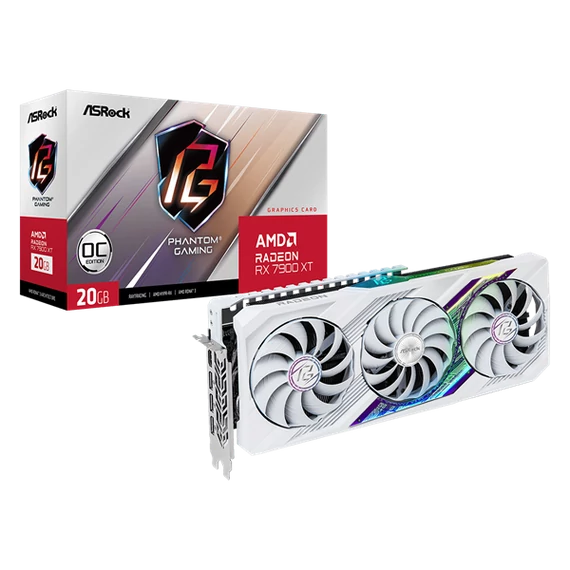 ASROCK Videokártya PCI-Ex16x AMD RX 7900 XT PHANTOM GAMING WHITE 20GB DDR6 OC