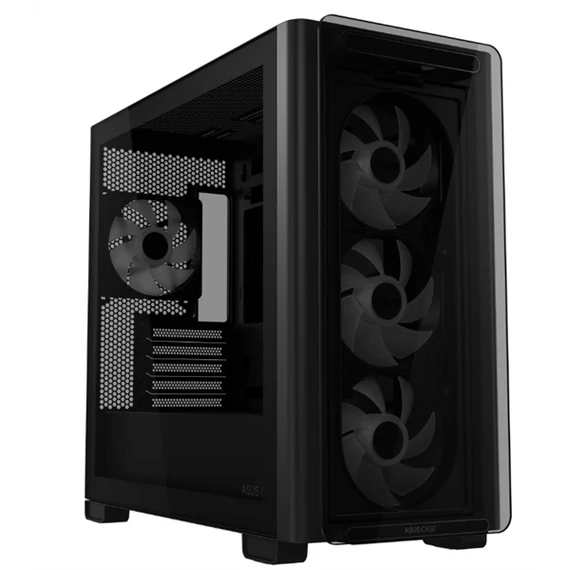 ASUS Ház A23 Plus, Tápegység nélkül, Fekete, Üvegfalú