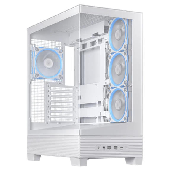 ASUS Ház A31 Plus, Tápegység nélkül, Fehér, Üvegfalú