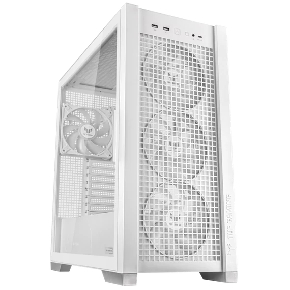 ASUS Ház TUF Gaming GT302, Tápegység nélkül, Fehér, Üvegfalú