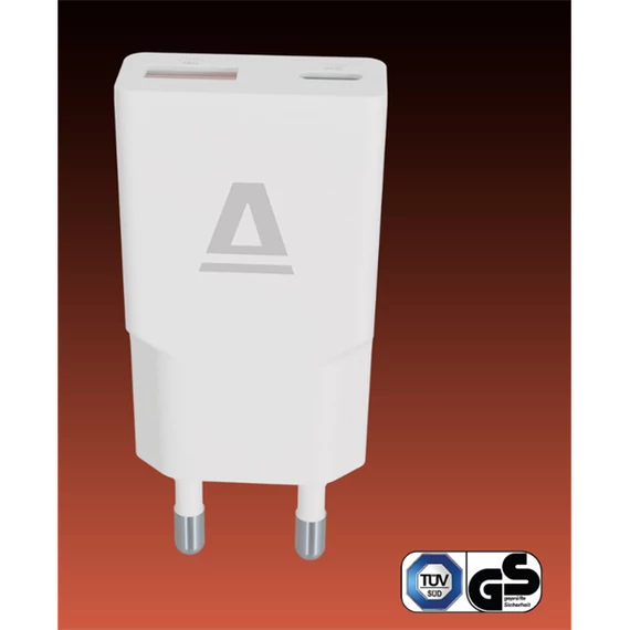 AVAX Hálózati töltő USB-A USB-C 30W Nano Slim fehér