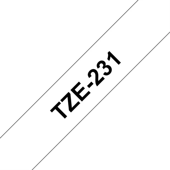 BROTHER szalag TZe-231, Fehér alapon Fekete, Laminált, 12mm  0.47", 8 méter