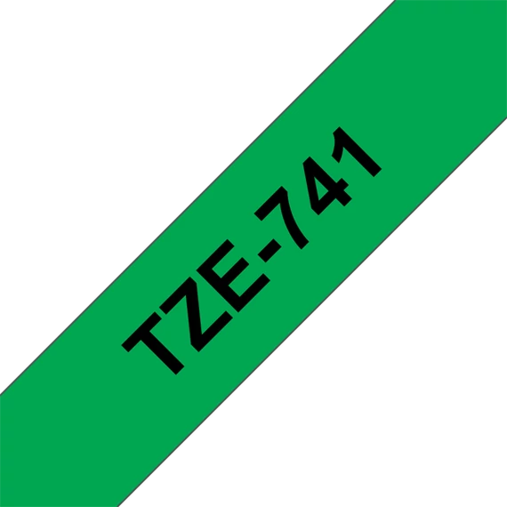BROTHER szalag TZe-741, Zöld alapon Fekete, Laminált, 18mm  0.7", 8 méter