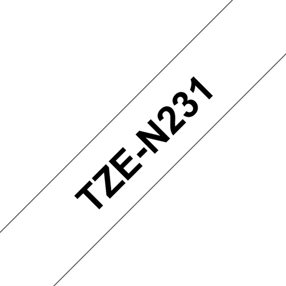 BROTHER szalag TZe-N231, Fehér alapon Fekete, Nem laminált, 12mm  0.47", 8 méter