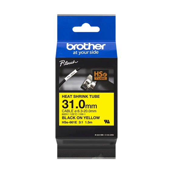 Brother szalag HSE-661E, Sárga alapon fekete, Zsugorcső, 31mm, 1,5m