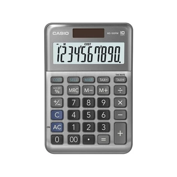 CASIO Számológép, asztali, 10 számjegy, "MS-100 FM", szürke
