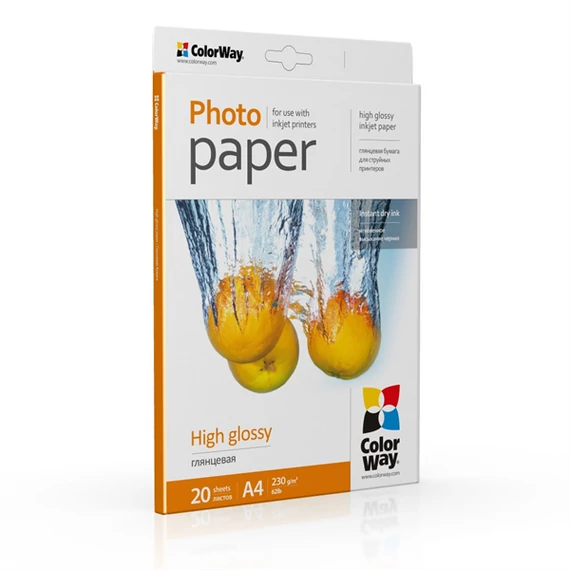 COLORWAY Fotópapír, magasfényű (high glossy), 230 g/m2, A4, 20 lap