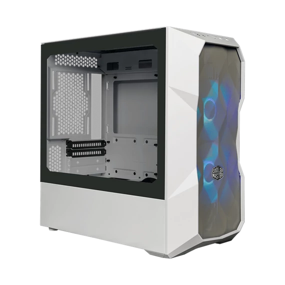 COOLER MASTER Ház Micro ATX MasterBox TD300 MESH, 2db ARGB Ventilátor, Tápegység nélkül, Edzett Üveg, fehér