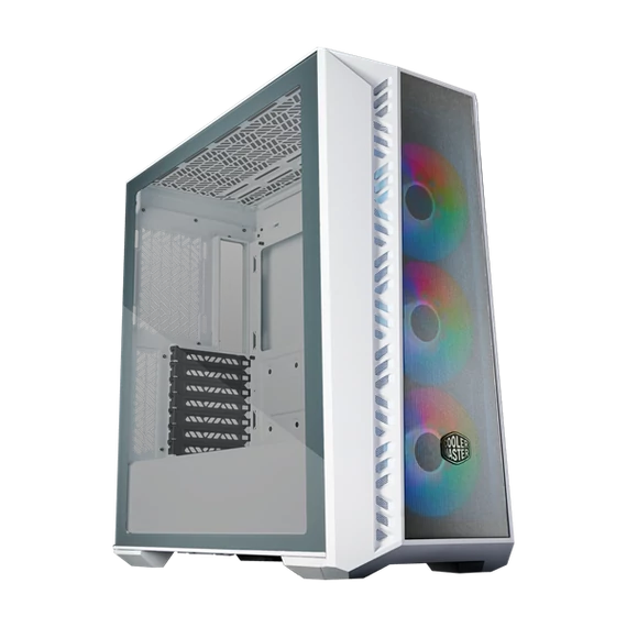 COOLER MASTER Ház Midi ATX MasterBox 520 + 3db Ventilátor + HUB,Tápegység nélkül, Üvegfalú, fehér