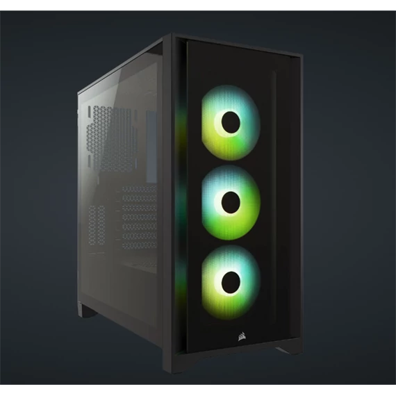 CORSAIR Ház iCUE 4000X RGB, 3x12mm RGB Ventillátorral, Tápegység nélkül, Edzett Üveg, fekete
