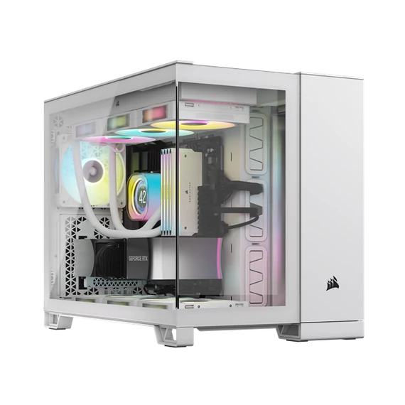 CORSAIR Ház iCUE LINK 2500X RGB Dual Chamber, 2xRX120 RGB Ventilátor, Tápegység nélkül, Edzett Üveg, fehér