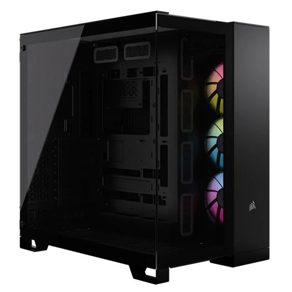 CORSAIR Ház iCUE LINK 6500X RGB, 3x iCUE LINK RX120 RGB Ventilátor, Tápegység nélkül, Edzett Üveg, fekete