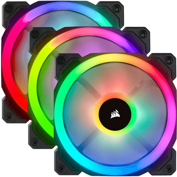 CORSAIR Rendszerhűtő Ventilátor, LL120 RGB + Lighting Node CORE Kontroller + HUB, 12cm, fekete, 3db/csomag