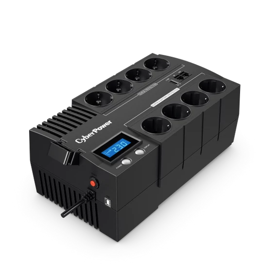 CYBERPOWER UPS BR700ELCD (8 aljzat) 700VA 420W, 230V szünetmentes elosztósor + USB LINE-INTERAKTÍV