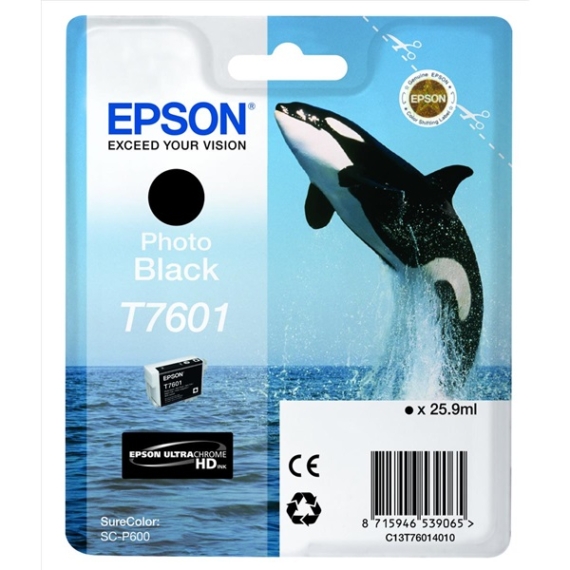 EPSON Patron Ultrachrome® HD, T7601, Killer Whale, Singlepack, 1 x 25.9 ml Photo Black